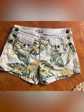 Free People "We The Free" Palm Springs Tropical Denim Shorts.